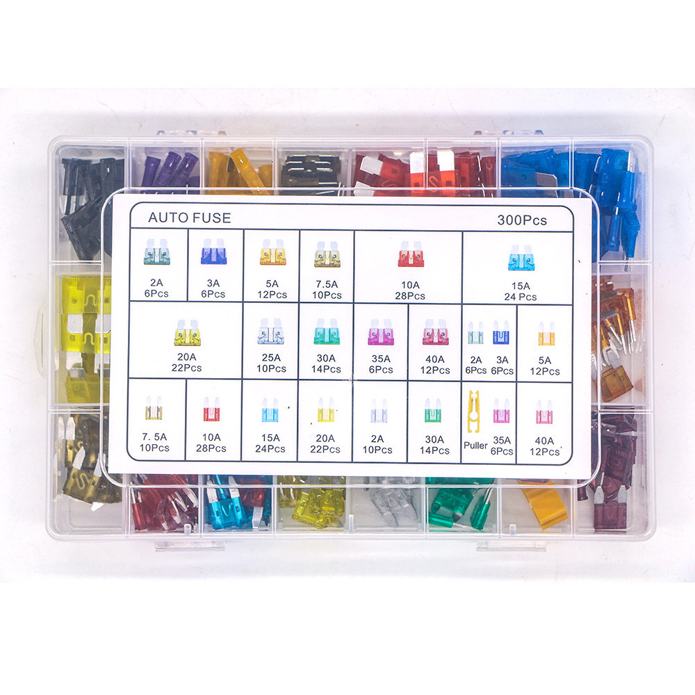 Factory direct sales of 300pcs boxed automotive fuse blades, fuse plates, aluminum plates, and insert type fuse plate sets details Picture