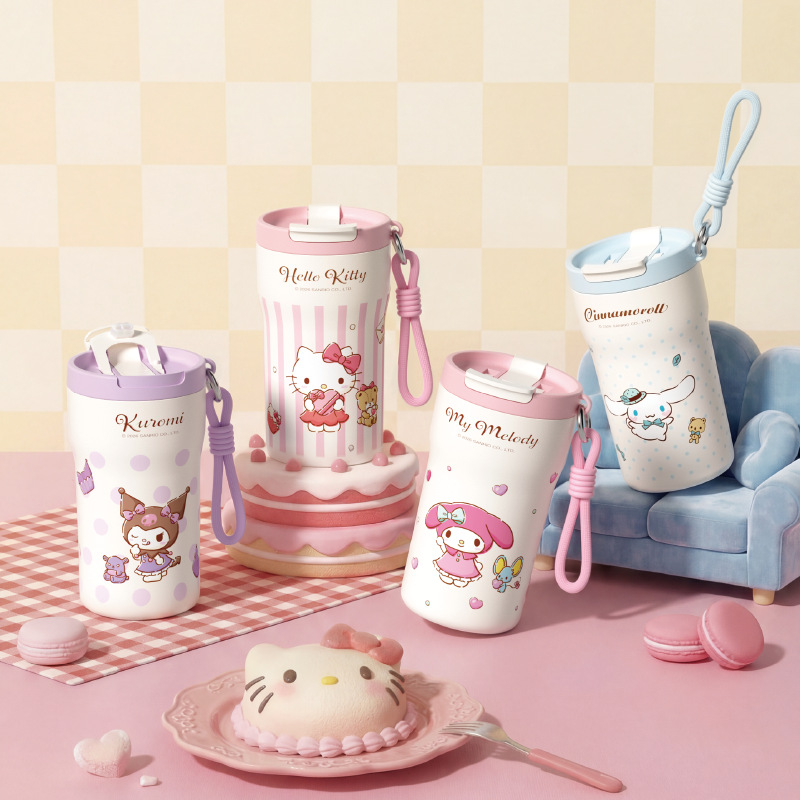 New Sanrio Anli Coffee 316 stainless steel insulated cup, student office cup, portable cartoon straw water cup