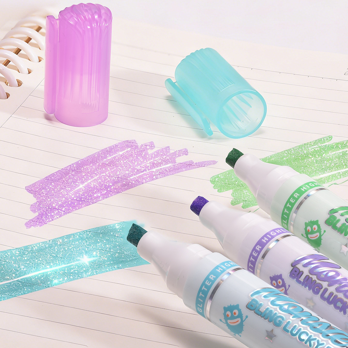 Tianfeng's new cartoon flash highlighter, large-capacity flash duck painting pen 2175 Monster Highlighter wholesale Specification image
