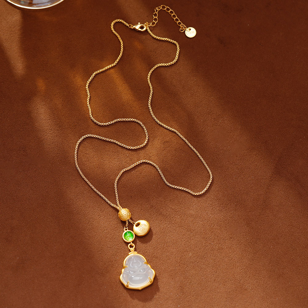 Hyacinth ágata medula maitreya colgante collar para mujeres nicho diseño de alto nivel sentido nuevo personalidad China moda versátil suéter cadena details Picture