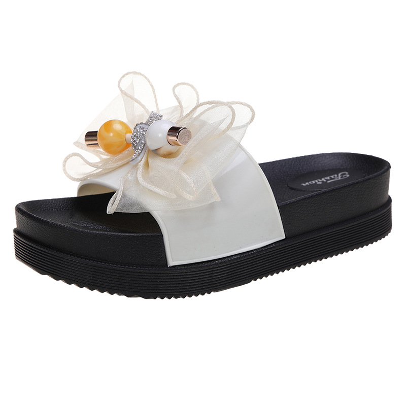 网红凉拖鞋女夏2025新款松糕厚底女鞋舒适坡跟女防滑耐磨白底实物图