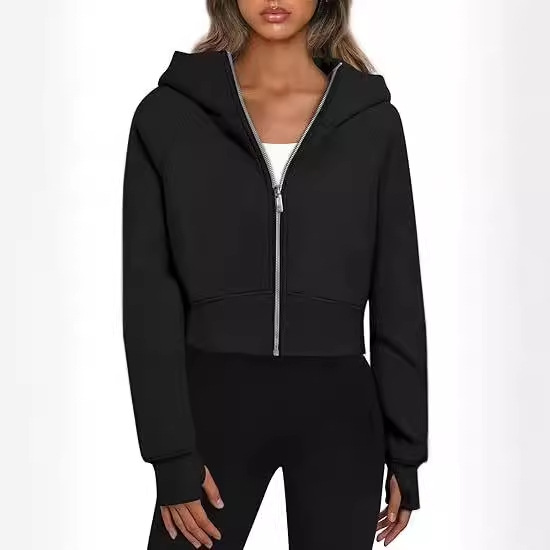 2025 European and American cross-border women's clothing Amazon hooded zipper short casual fleece long-sleeved sweatshirt Application Scenario