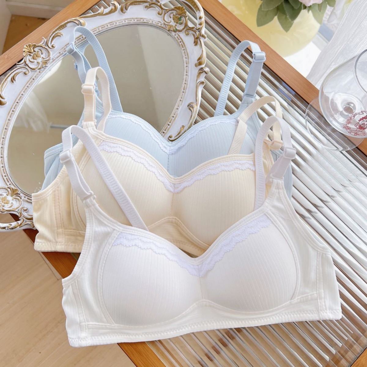 轻薄款无痕甜美内衣女聚拢无钢圈少女学生透气文胸罩外贸跨境
