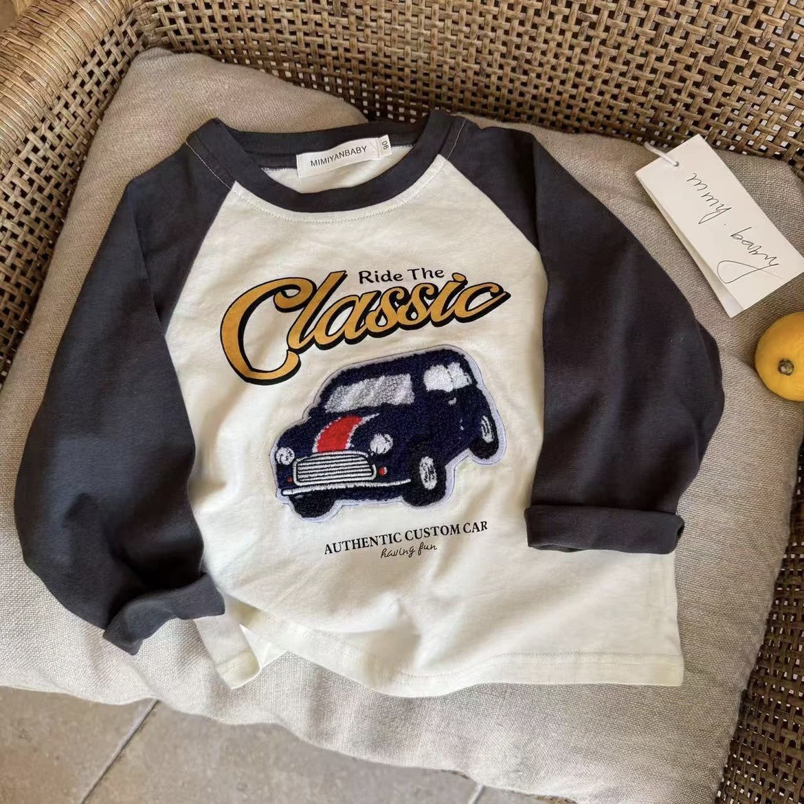 Children's T-shirt 2025 Spring New Style for Boys and girls, three-dimensional towel sleeve long-sleeved top, baby color contrast base Application Scenario