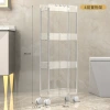 Transparent organizing rack, floor-standing multi-layer wheeled trolley storage rack, dormitory snack and cosmetics storage rack Application Scenario