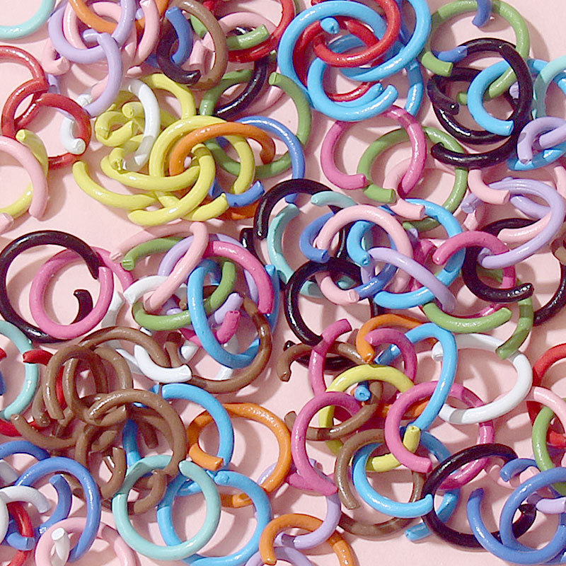 彩色烤漆开口圈DIY饰品配件龙虾扣狗钥匙链钥匙扣配件 厂家直销产品图