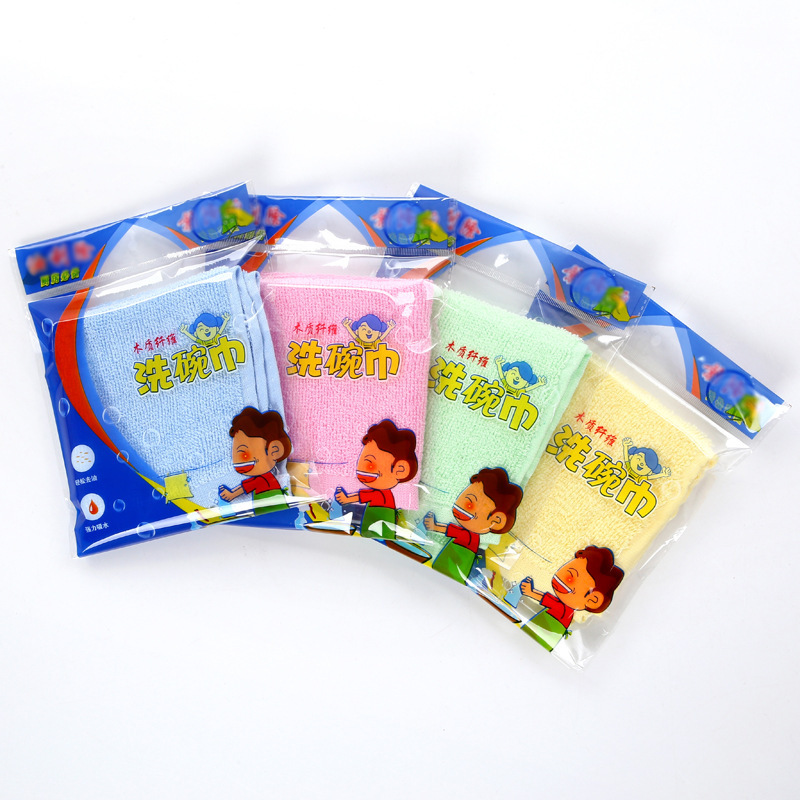 批发家用木纤维洗碗布 不易沾油柔软餐厨去油百洁抹布多色洗碗巾                              产品图