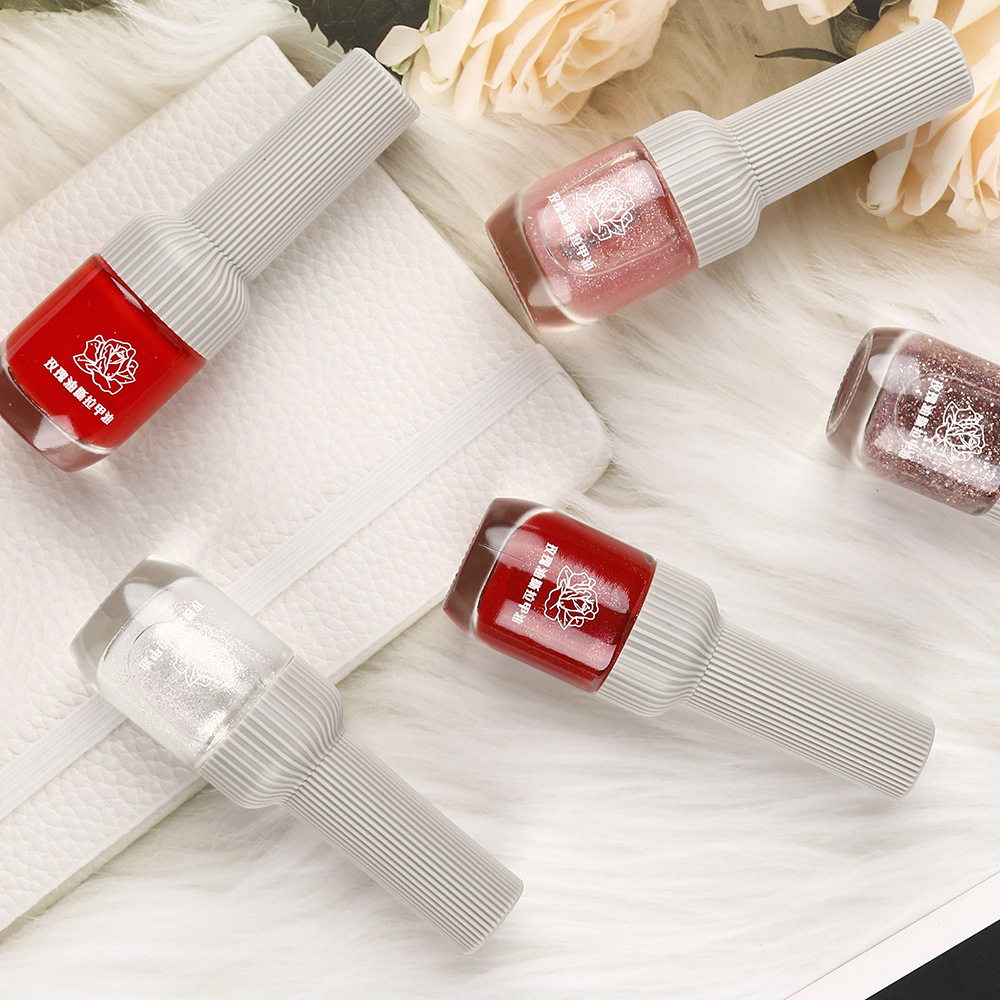 新款BK玫瑰油水性免烤持久可撕拉快干裸色透明无异味护甲油批发