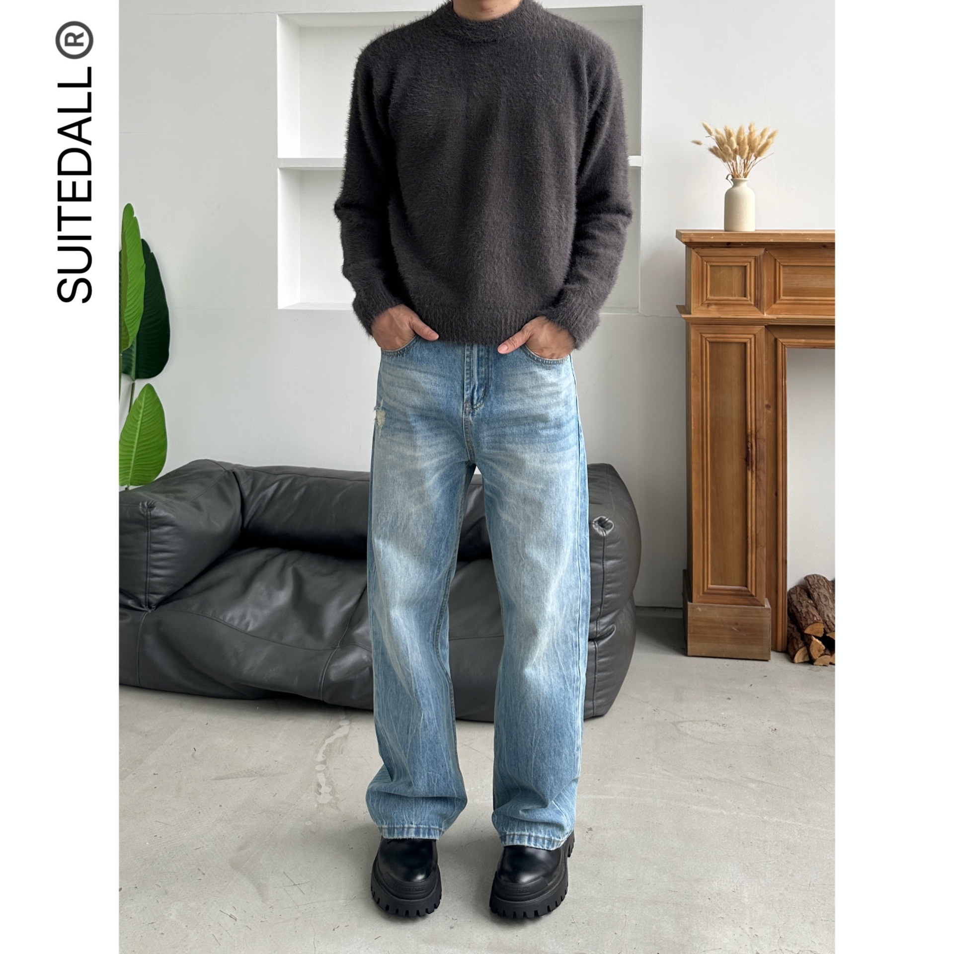 男士牛仔裤薄款/男士修身牛仔裤的夏天/牛子裤男士潮流/牛仔裤/牛仔裤加绒细节图