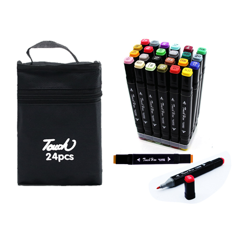24-color New student Black Art washable Marker Pen, Colorful double-pointed note-taking pen for children Marcador