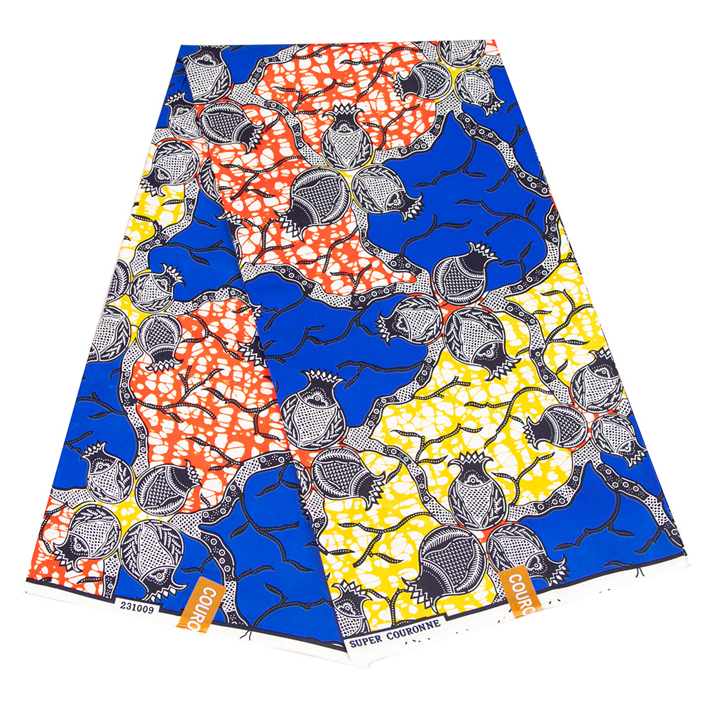 现货代发非洲蜡布双面涤纶几何印花面料africanfabric6码起售