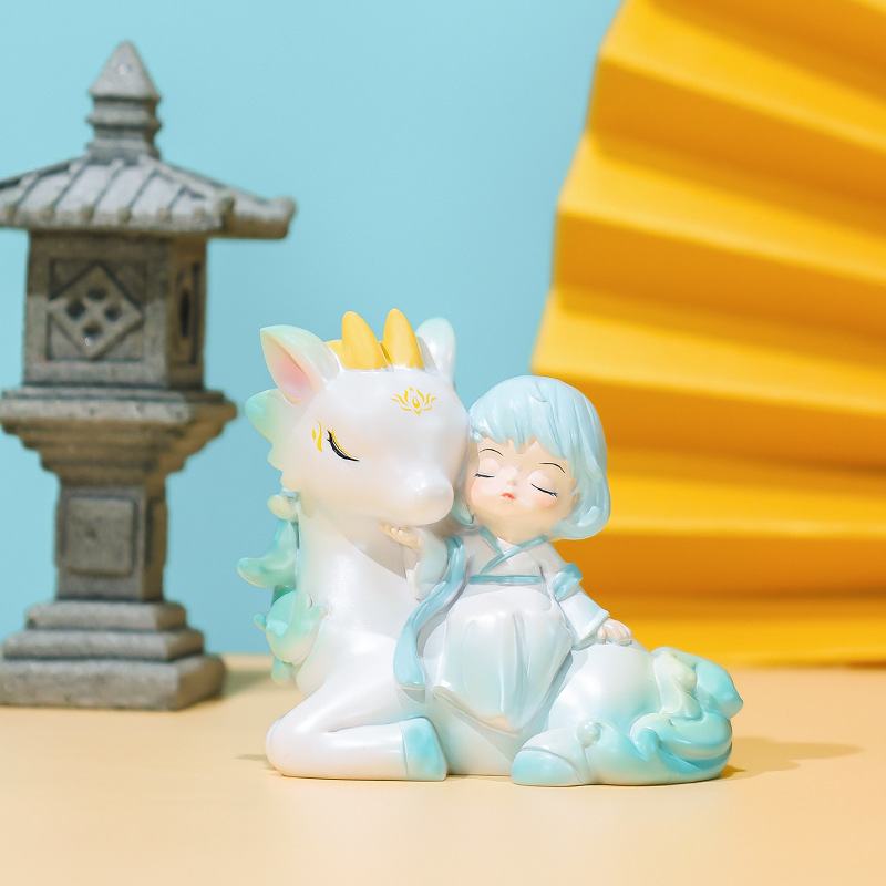 The second-generation blind box figurine of ancient legends, with a national trend and ancient style, is a divine beast figurine. It is a desktop resin decorative item and a creative gift with a national style details Picture
