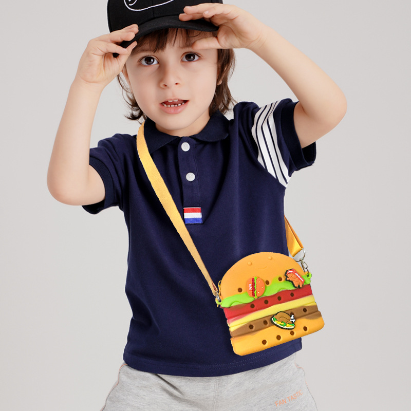 Personalized simulation food DIY silicone hole bags, cute French fries and hamburgers crossbody bags, cartoon children's bags wholesale Application Scenario