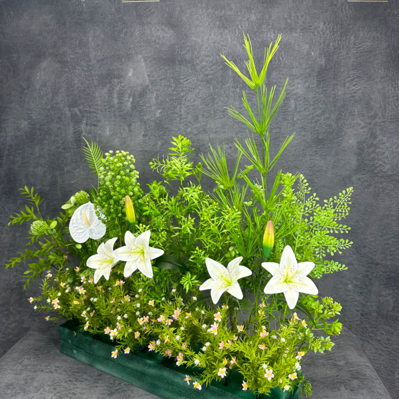 Simulated green floor flower arrangement wedding scene home decoration plastic green plants hanging rice eucalyptus artificial flower ornaments wholesale Specification image