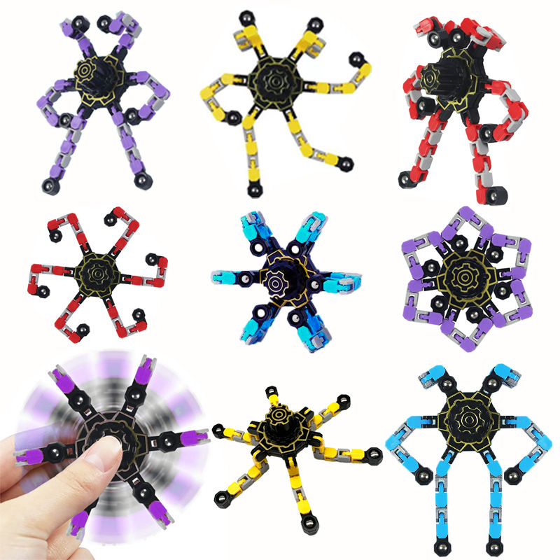 Fingertip mechanical gyroscope Cross-border Douyin versatile educational diy stress-relieving chain transformation robot gyroscope toy