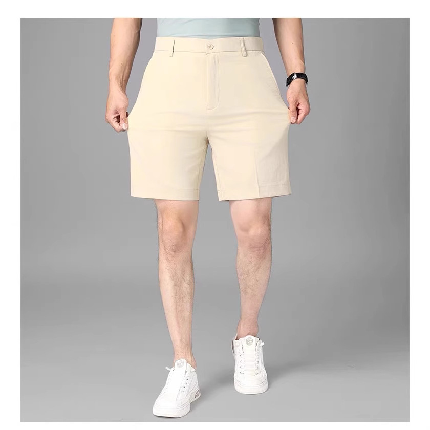 New solid-color slim-fit men's five-inch dress pants, summer fashion, light mature style shorts, casual and versatile mid-length pants, high-end feel details Picture