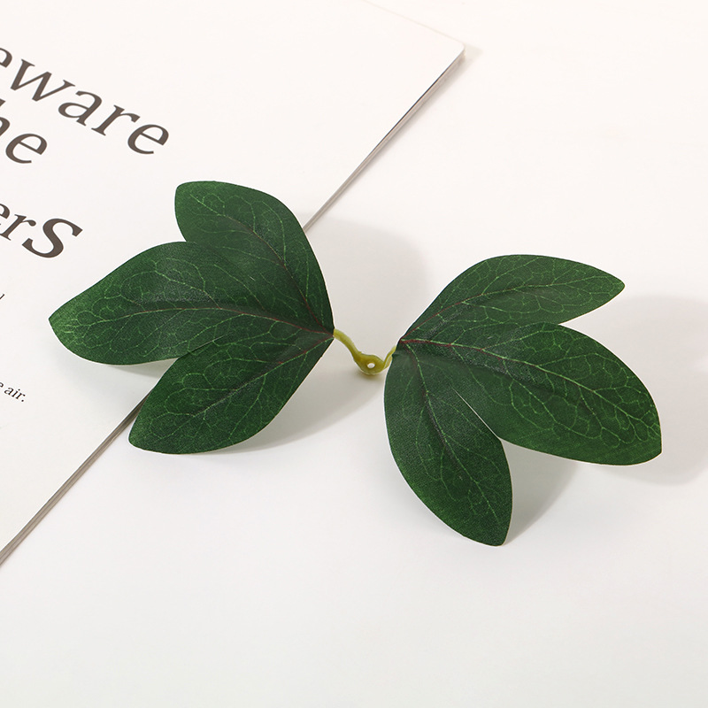 厂家直销仿真丝印2叉牡丹叶仿真植物批发假植物拍摄道具家居装饰细节图