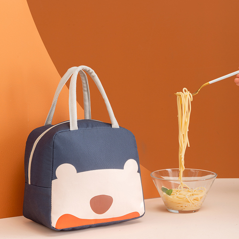 Cartoon bento bag, children's portable cute pet bento bag, Oxford cloth thickened insulated bag, fresh-keeping hand-held ice pack, lunch box
