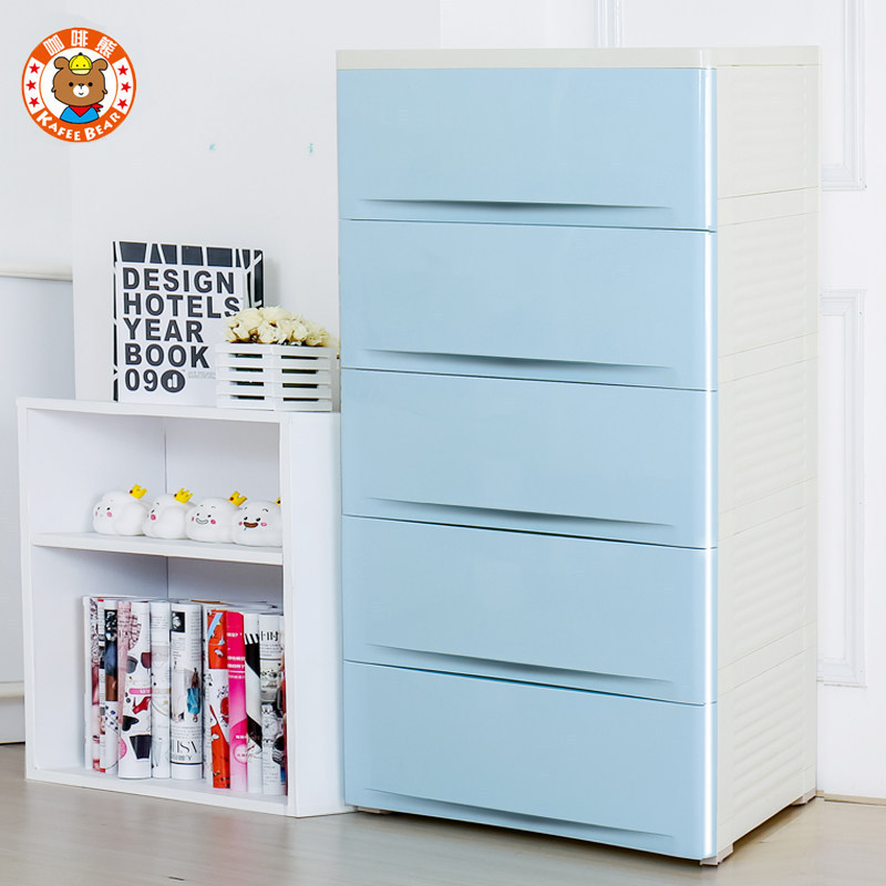 Coffee Bear thickened drawer storage cabinet, living room snack storage cabinet, children's cabinet, baby wardrobe, household plastic details Picture