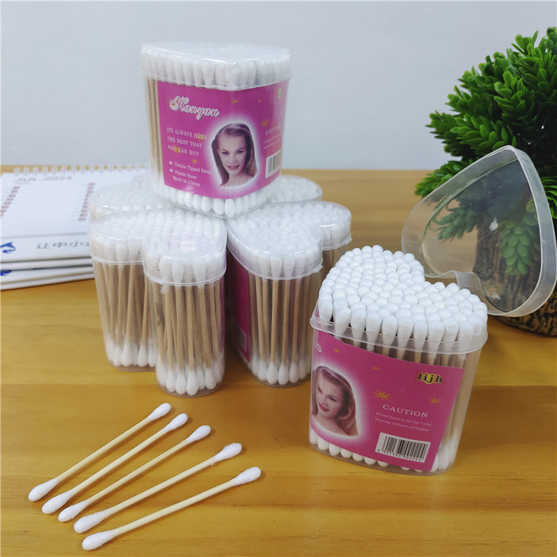 130 round-headed heart-shaped packaging cotton swabs, double-headed cotton swabs, ear cleaning, makeup cotton swabs, wooden sticks, disposable cotton swabs Application Scenario