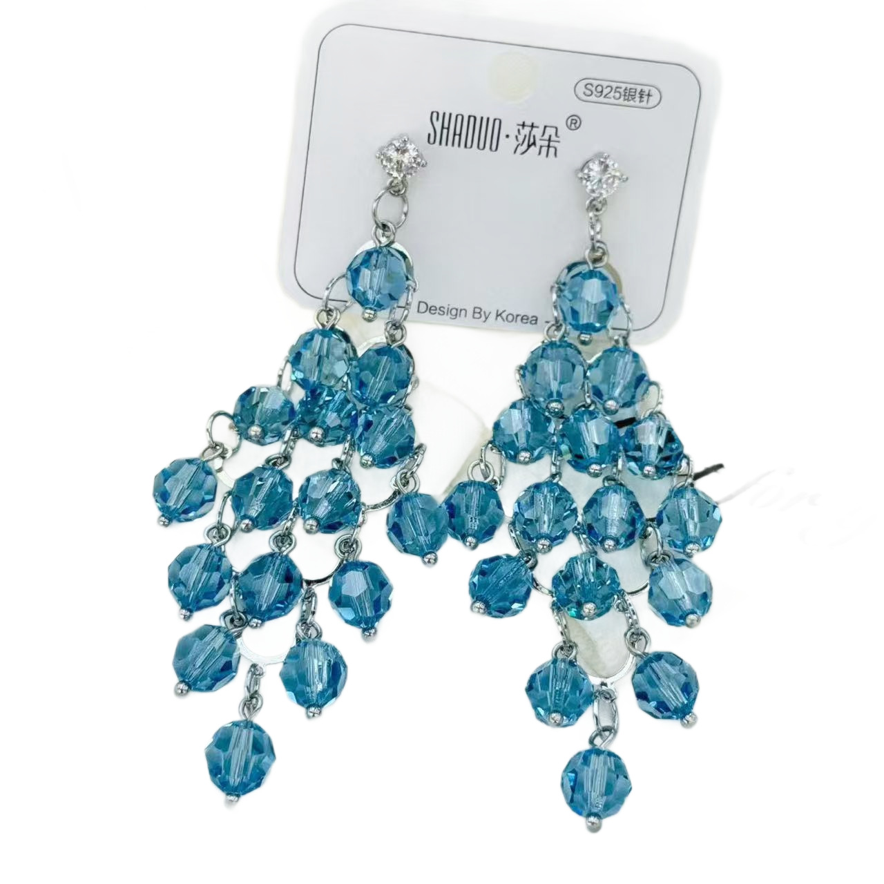 S925 Silver Needle Hua Zi Crystal Tassel Earrings, a new style of Korean-style light luxury high-end fashionable and versatile earrings for women Item Picture