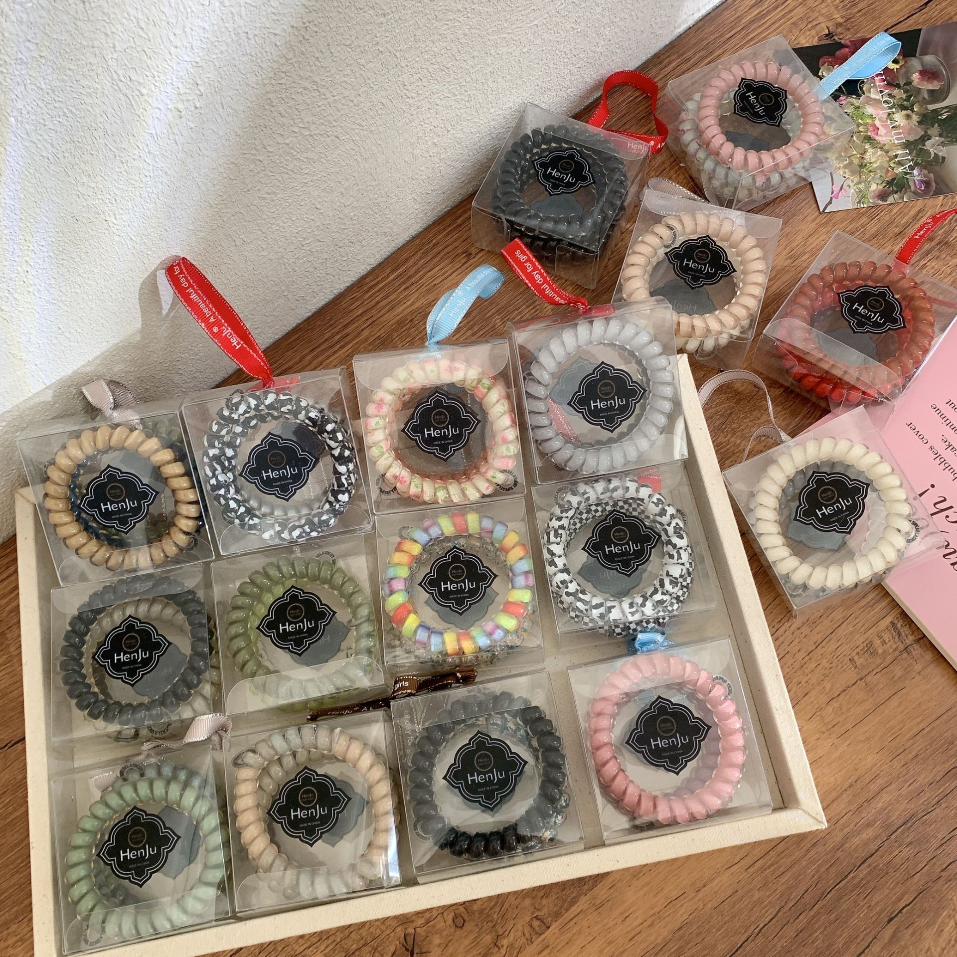 3根装不伤发头绳简约电话线发圈头饰高弹力耐用皮筋扎头马尾发绳