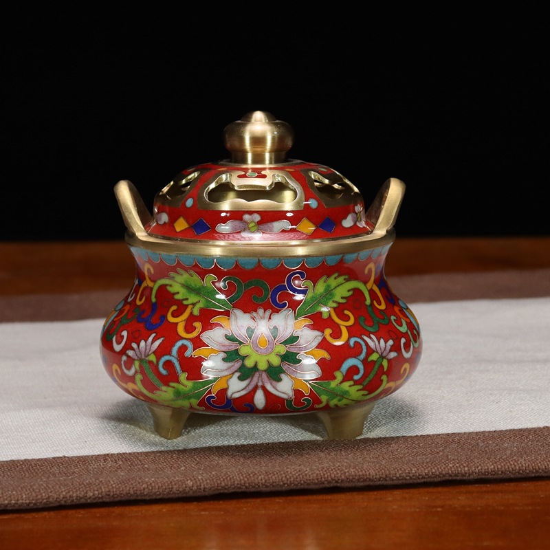 现货批发景泰蓝香熏炉佛具传统铸铜掐丝低温珐琅仿古如意炉