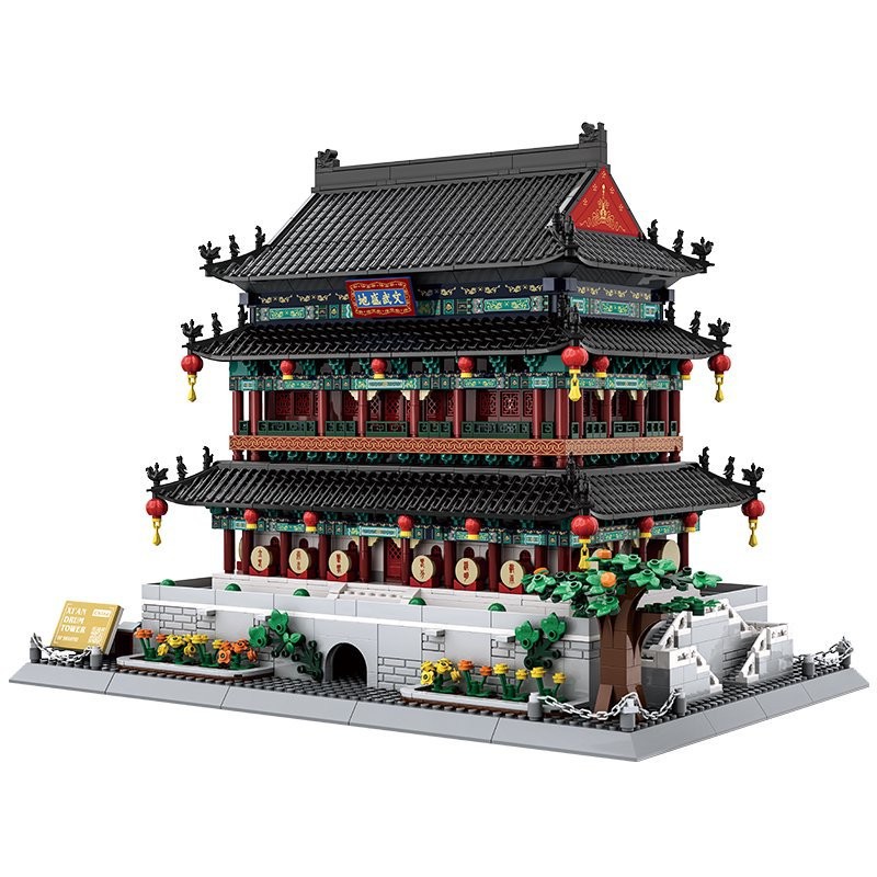 Wange 7214 Chinese Ancient Architecture Drum Tower in Xi 'an, Shaanxi Province Small particle Assembly Gift, children's boys and girls' toy Item Picture
