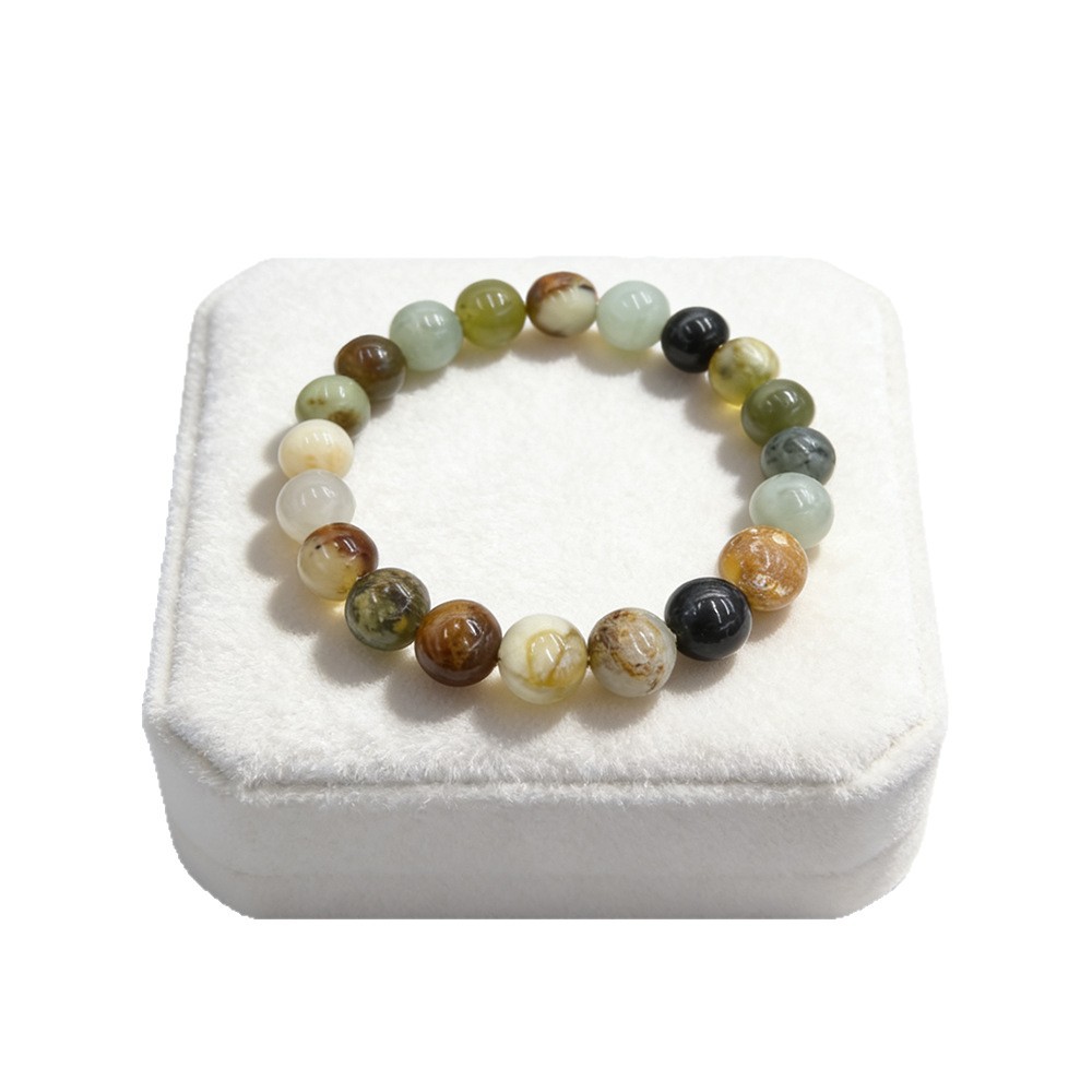 Cross-border new natural Xiuyan jade flower jade bracelet 10mm round bead bracelet diy original jade bracelet manufacturer Item Picture
