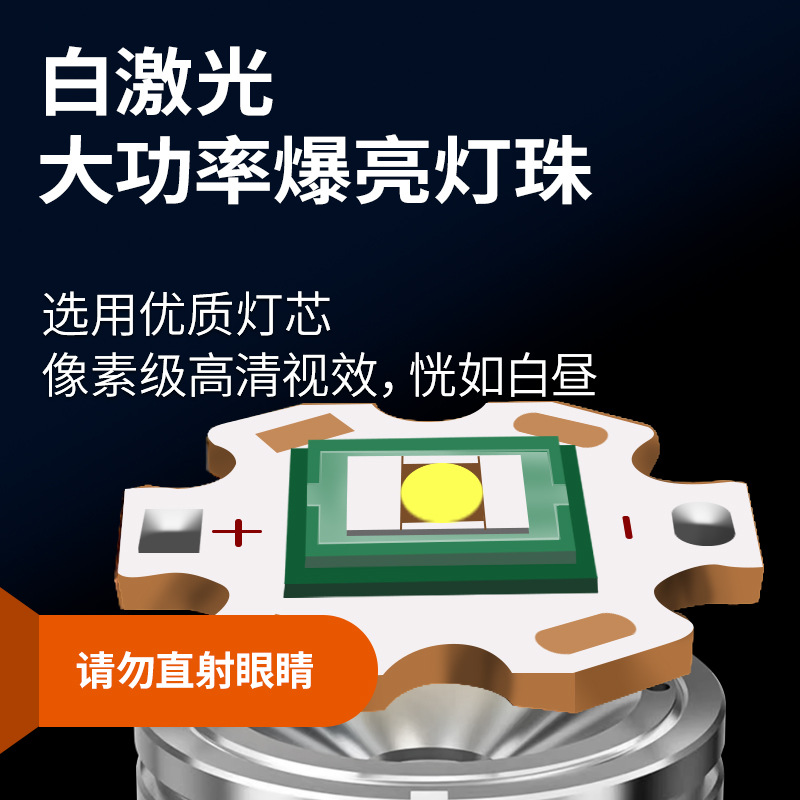 New cross-border product: High-power, high-intensity, long-range flashlight, white laser, multi-functional portable flashlight for outdoor patrol and exploration Application Scenario