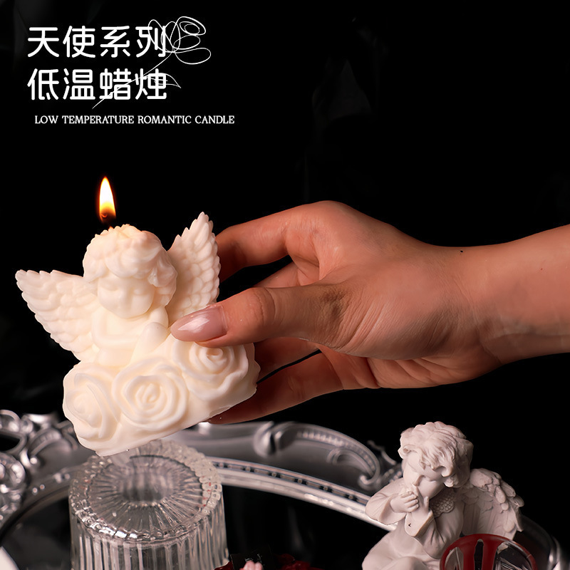 Low-temperature wax light luxury angel sculpture-shaped creative desktop home decor, Nordic couple romantic game wholesale details Picture