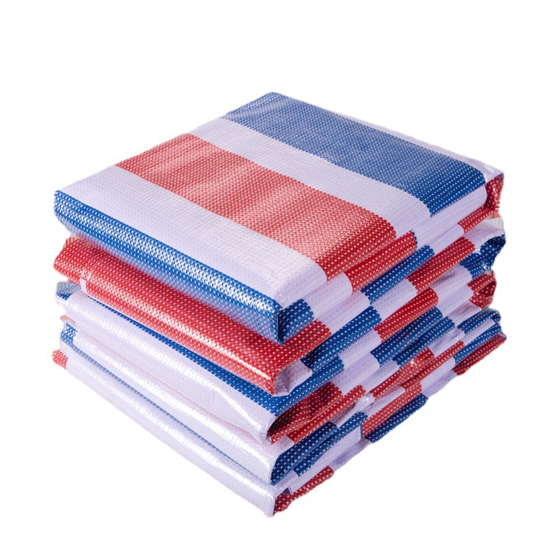 Waterproof tarpaulin PPE double-coated color-striped fabric, three-color plastic construction site agricultural rainproof cover fabric, sun protection wholesale, thickened Item Picture