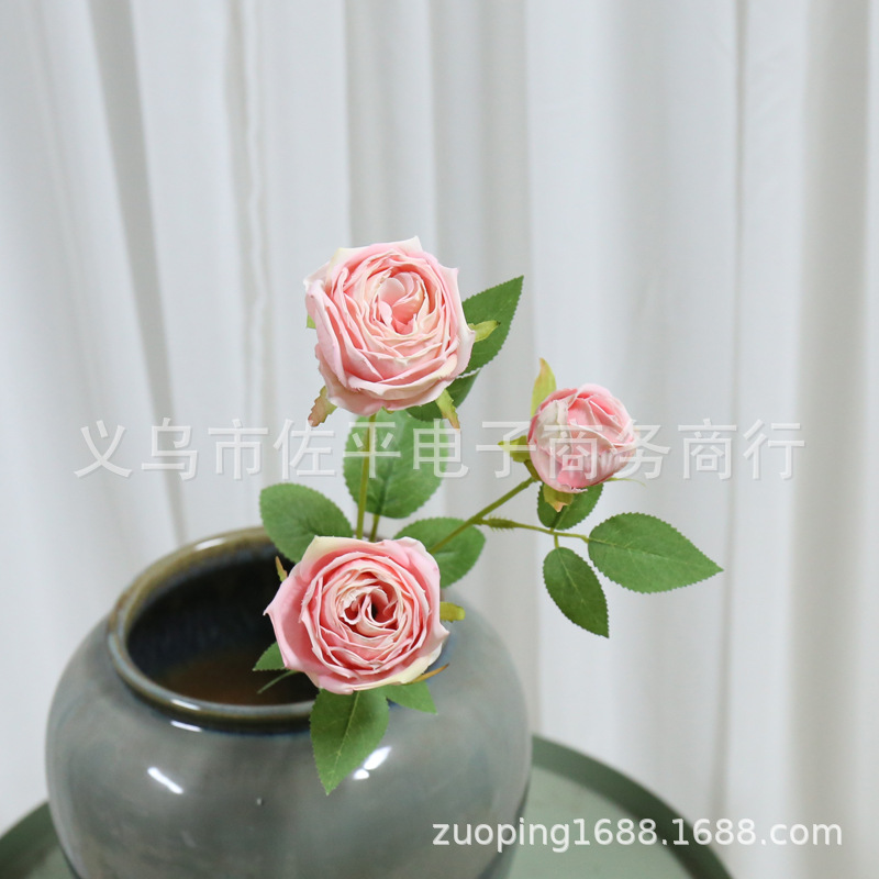 焦边玫瑰花火烤玫瑰仿真花高档客厅摆设家居装饰餐桌玄关摆件细节图