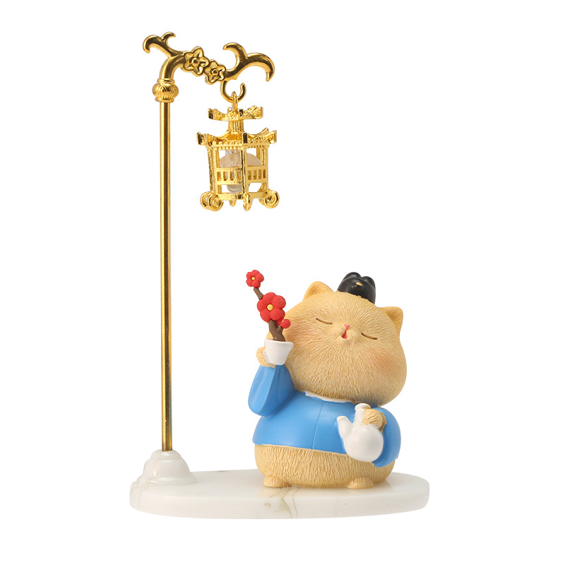 New "Miao Miao Long Live" small lamp ornament, cartoon and cute resin decorative handicraft, festival gift gift ornament Item Picture
