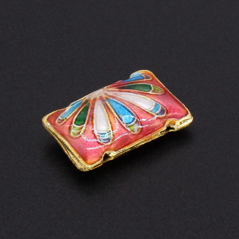 Traditional high-temperature enamel mechanism silver-blue ancient-style jewelry accessory, back cloud partition beads, cloisonne 20*13mm finger beads details Picture