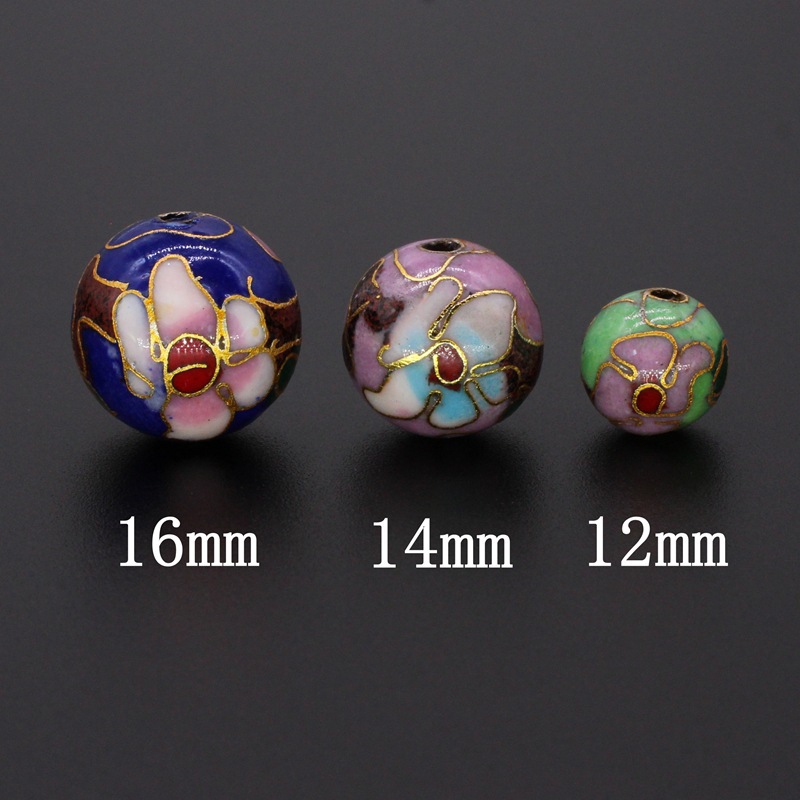 Traditional copper-based cloisonne enamel jewelry, prayer beads, chain accessories, Jingtai blue polished 12#, 14#, 16# round beads
