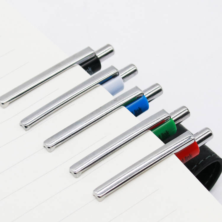 Yalong Cross-border best-selling colored pen barrel 0.7mm press medium oil pen ballpoint pen with blue ink Item Picture