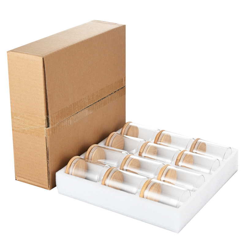 Amazon 12-piece pearl cotton bamboo lid glass sealed jar set for kitchen condiment storage details Picture
