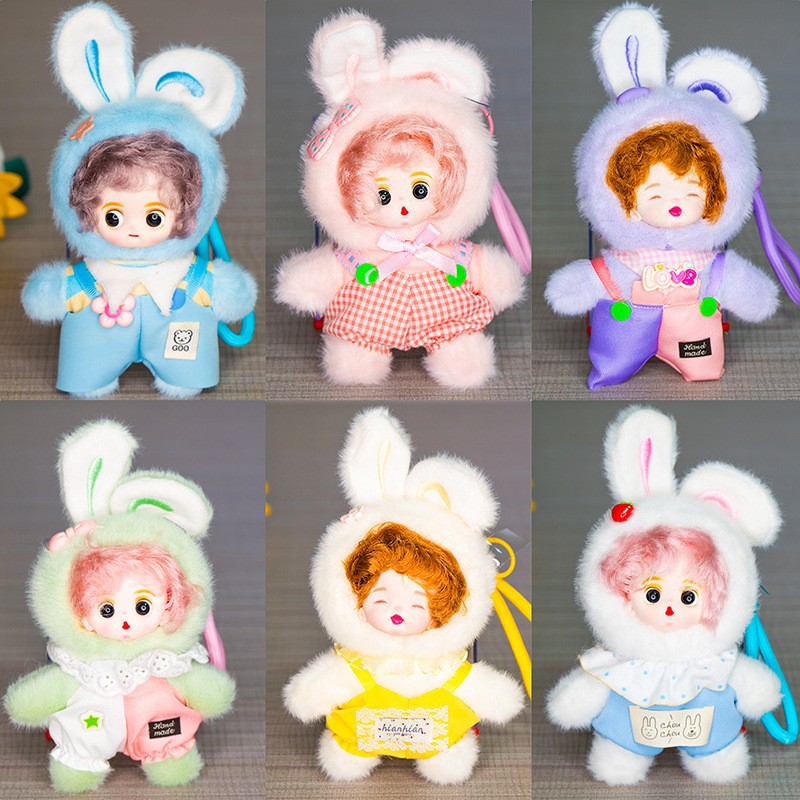 Cartoon rubber face, little peachy plush pendant doll, cute car keychain pendant, doll backpack doll