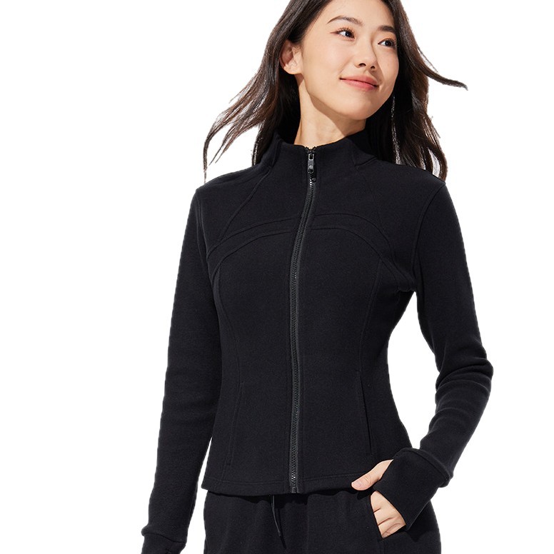 Autumn and winter stand-up collar sportswear, hoodie, jacket, women's slimming, windproof and warm top, long-sleeved zipper cardigan Item Picture