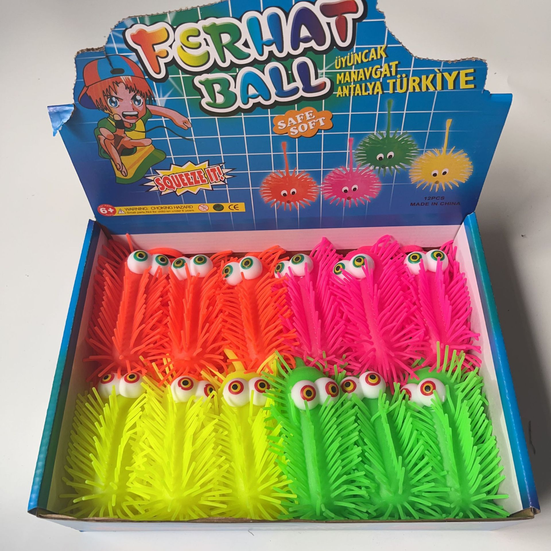 卡通充气闪光吊绳毛毛球发光玩具地推礼品地摊夜市现货led灯