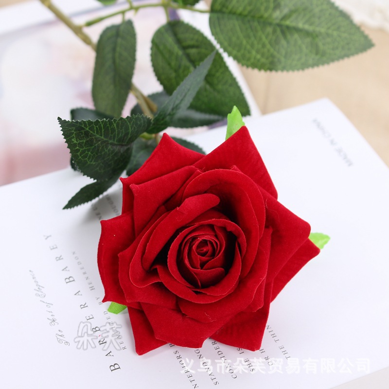 Duofu faux velvet rose, single floor-standing flower, artificial flower, wedding hand-held decorative material, living room, bedroom, wedding flower Specification drawing