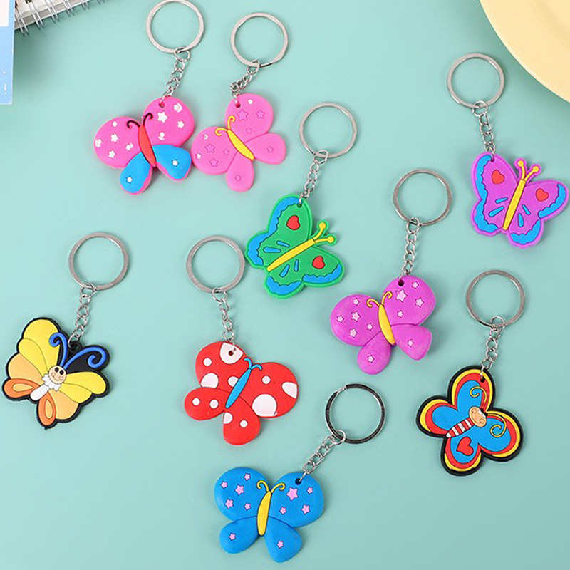 跨境热卖蝴蝶软胶钥匙扣儿童钥匙扣幼儿园小学生开学日分享