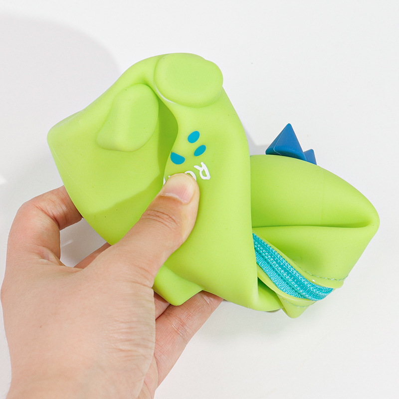 New creative silicone pen case, cute cartoon unicorn dinosaur, large capacity, dirt-resistant study supplies stationery box Specification image