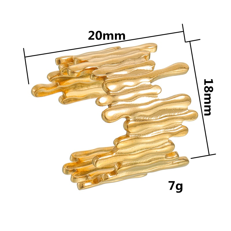 European and American fashion personality geometric cold style asymmetrical exaggerated style women's titanium steel ring electroplated gold does not fade Item Picture