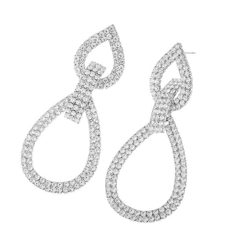 Elegant and luxurious European and American women's earrings, double-layer rhinestones, unique teardrop-shaped earrings, bridal accessories, hanging earrings, fashionable and creative accessories Application Scenario