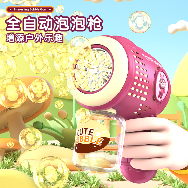 Cute Little Bear Bubble Machine, Children's Toys, Electric Luminous Bubble Sticks, Bubble Guns, Park Street Vending, Parent-Child Interaction Application Scenario