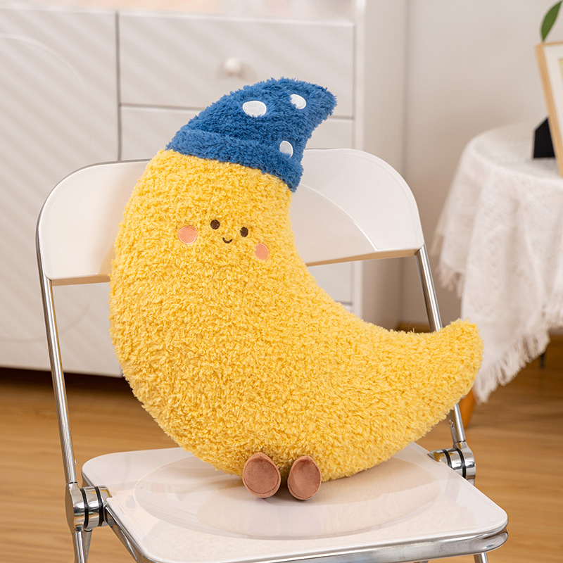 创意可爱星空系列沙发靠垫软萌星星月亮白云毛绒玩偶卡通彩虹公仔                              细节图