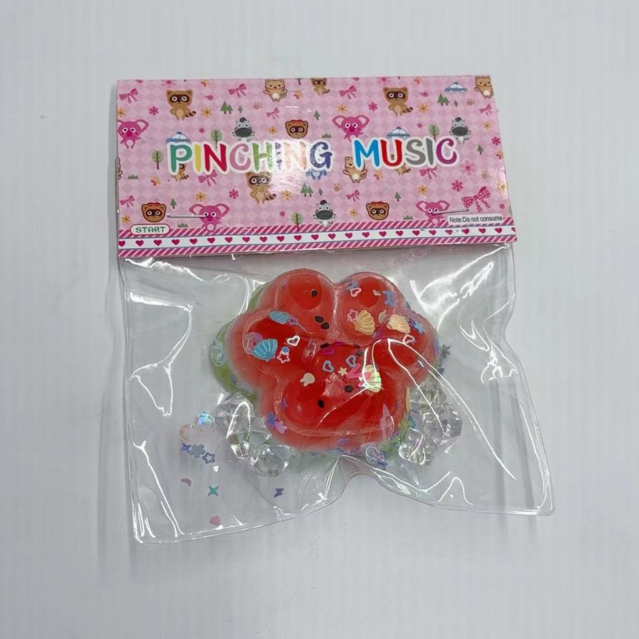 夏日限定西瓜色透明拉链袋猫爪碎泥手感捏捏乐解压玩具迷你