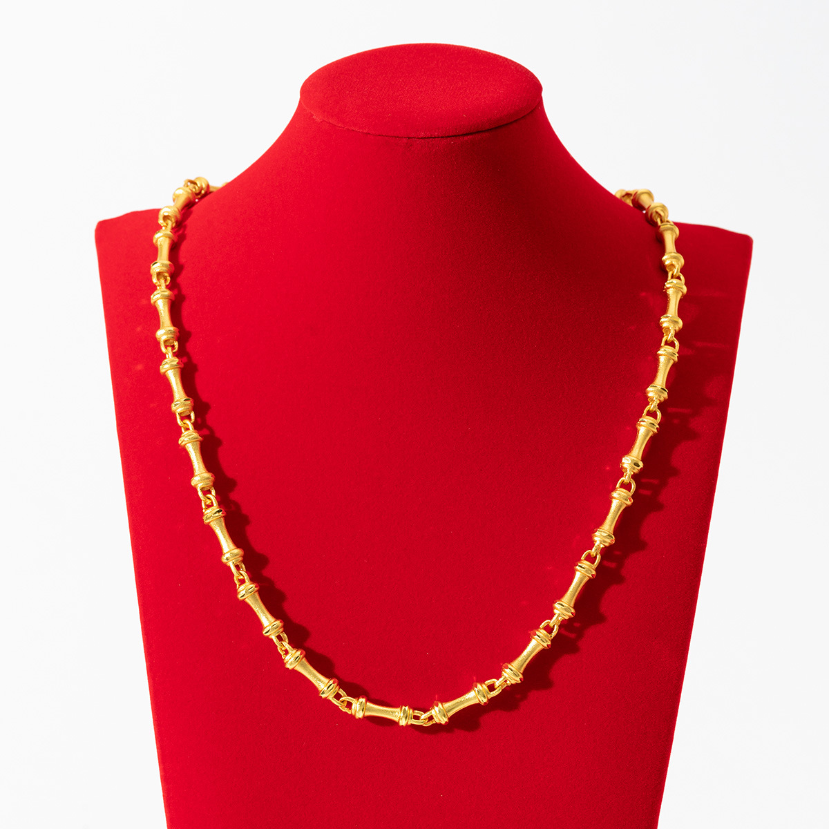 Cross-border men's thickened gold bamboo joint necklace, bone necklace, high-end and versatile, wholesale copper gold-plated jewelry trend